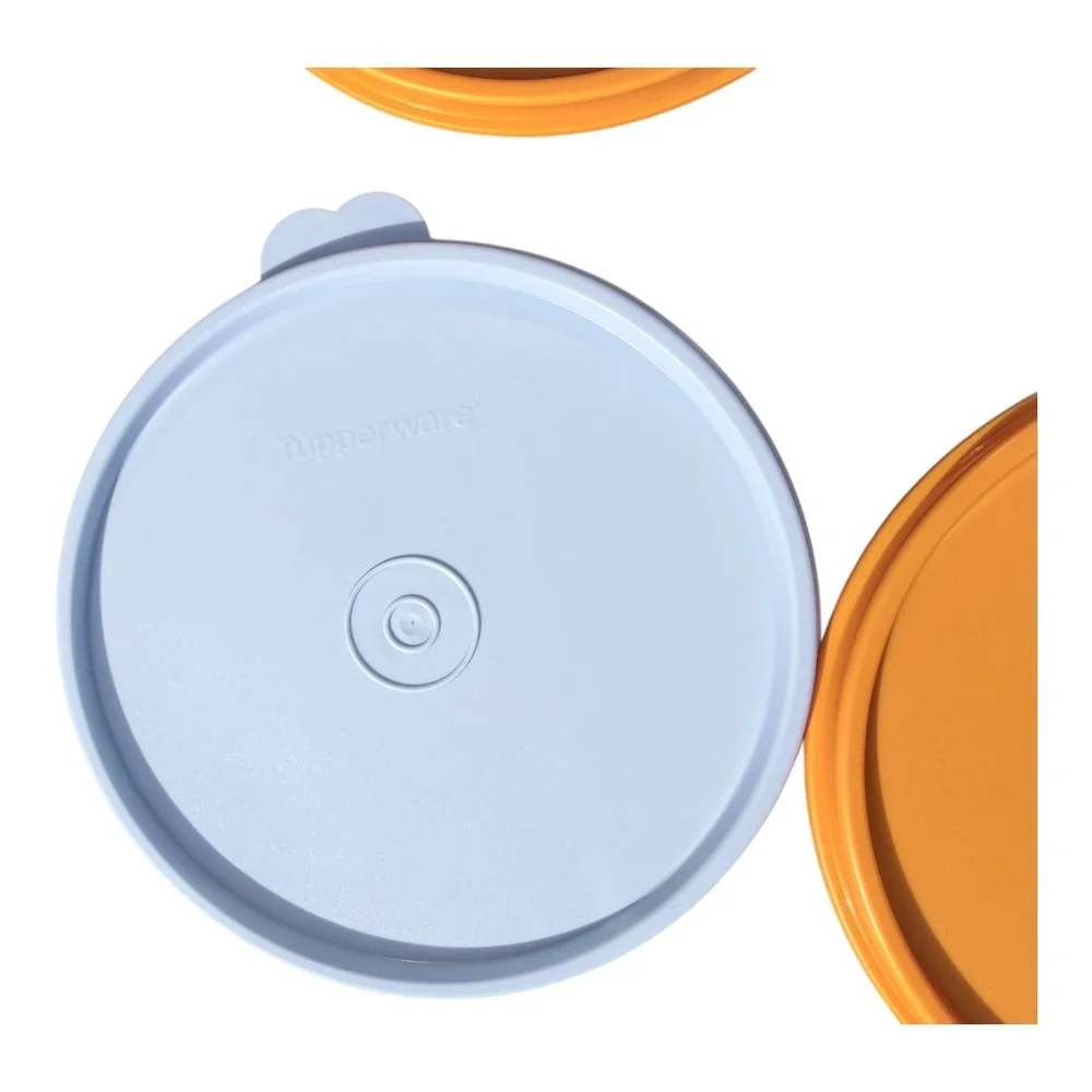 Vintage Tupperware Round Replacement Lids Set of 4 Orange Blue 6 Inch 227-28